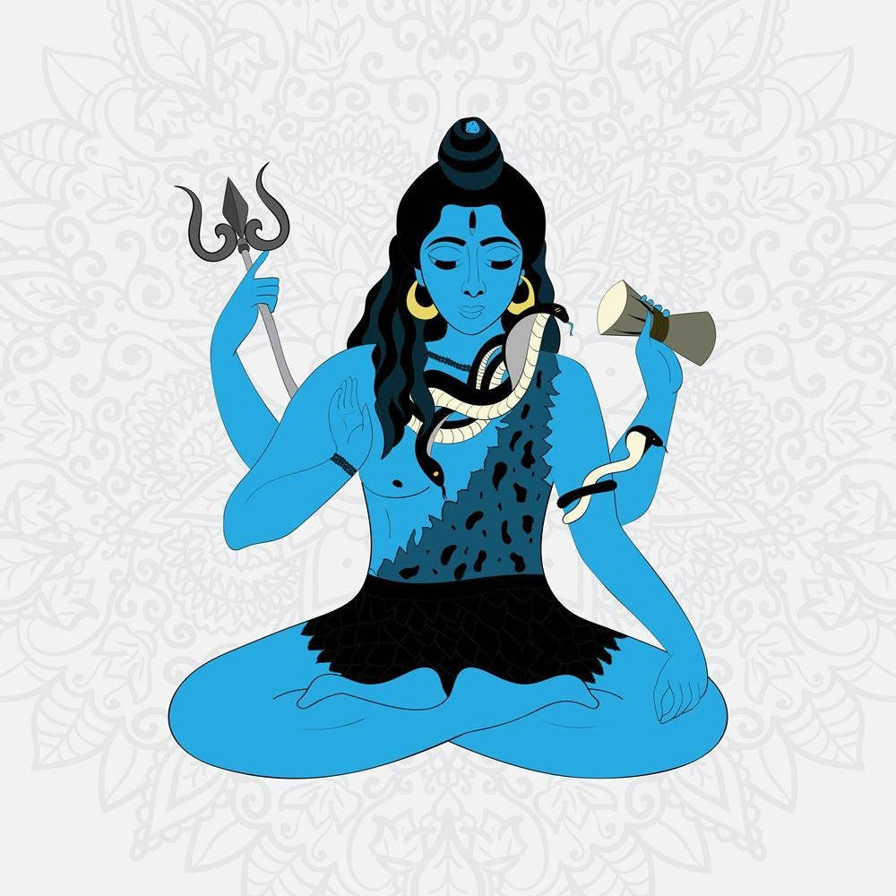 Meditere Shiva Tegneserie Wallpaper