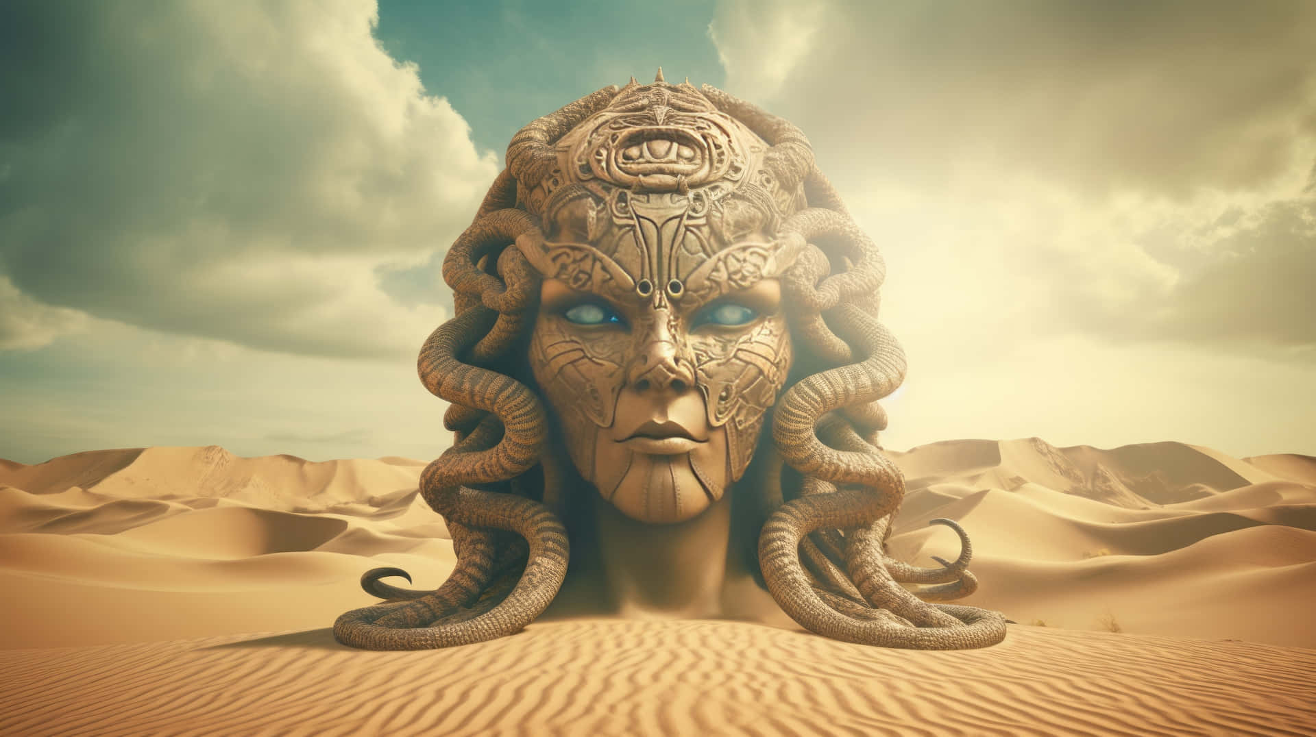 Medusa Desert Sculpture Wallpaper