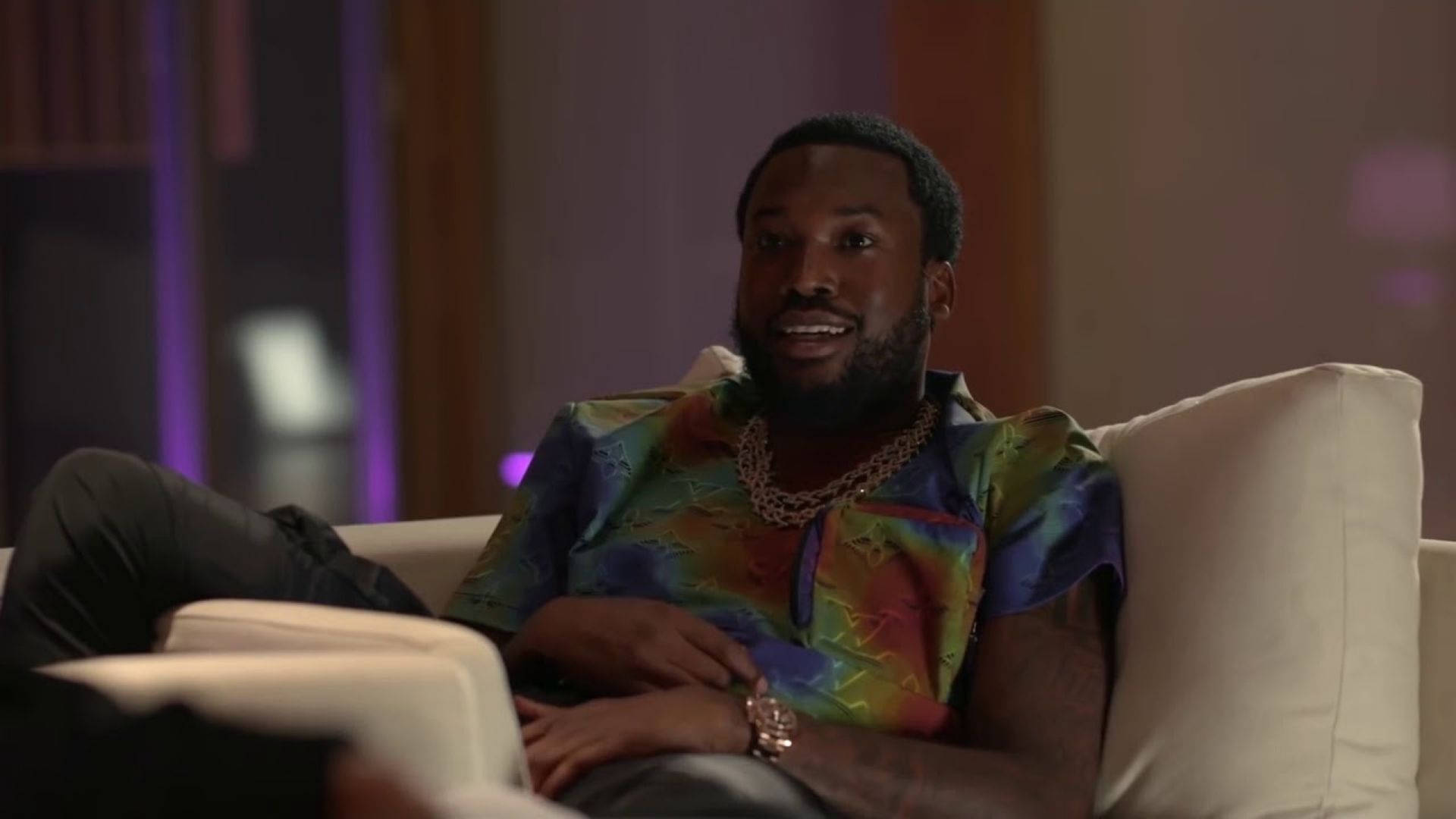 Meek Mill In Colorful Shirt Background