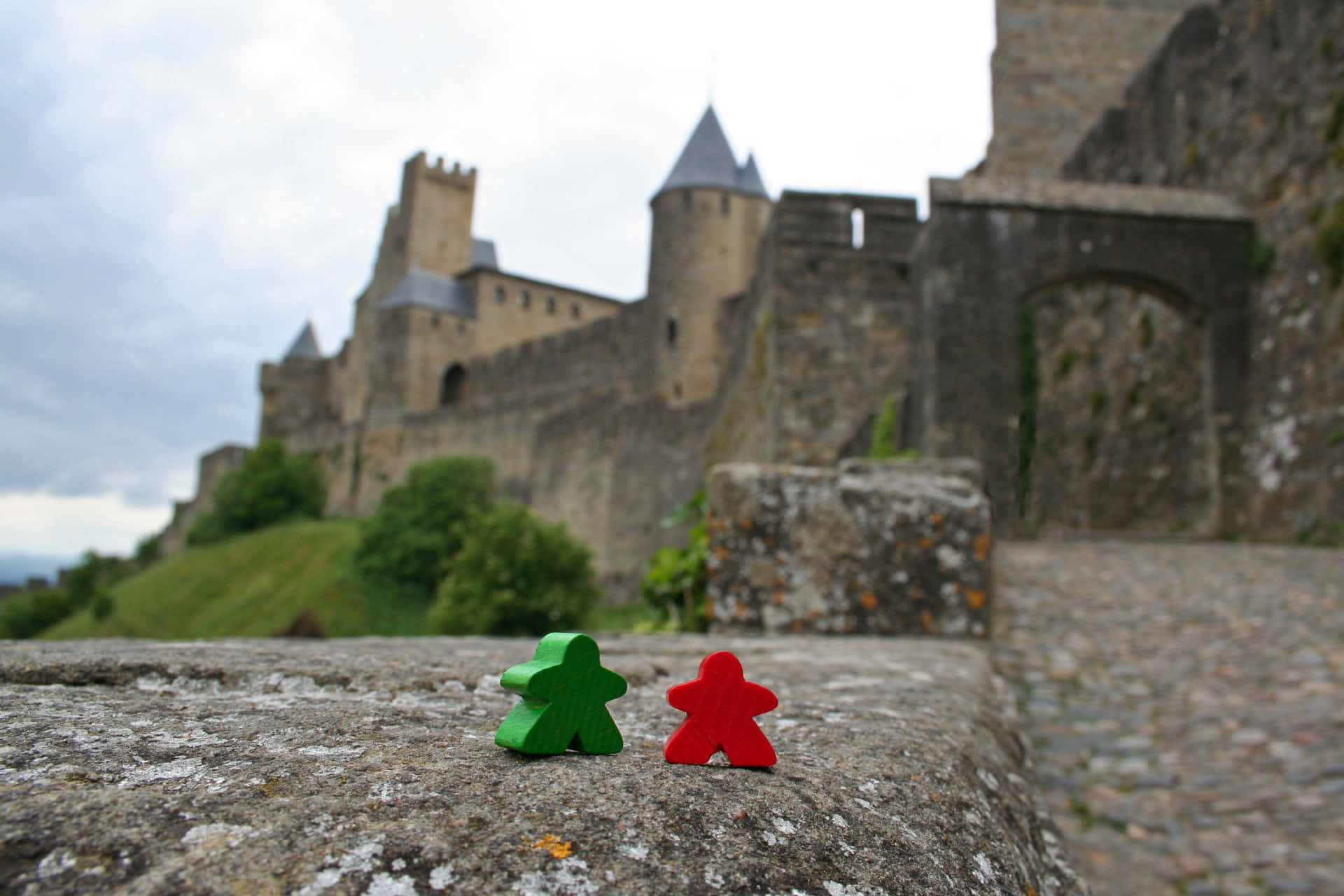 Meeples Outside The Castle In Carcassonne France Picture