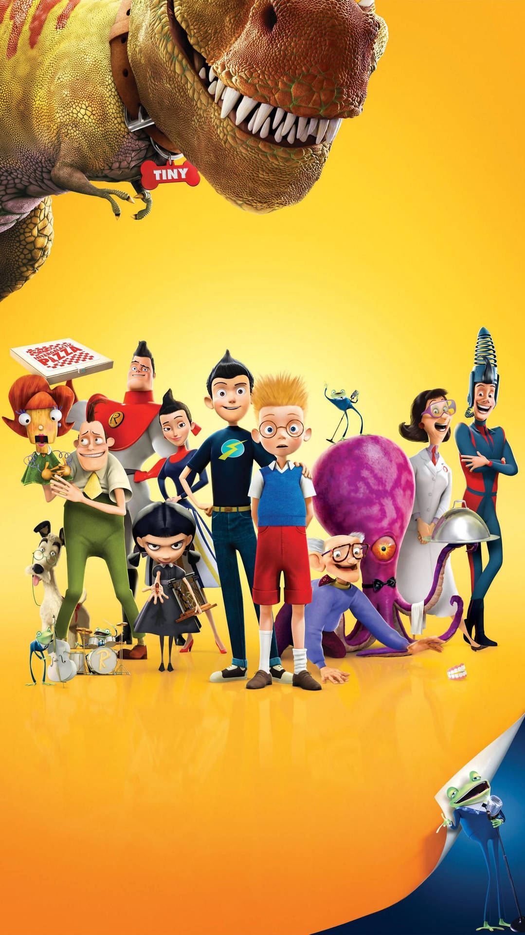 Meet The Robinsons Characters Yellow Background Wallpaper