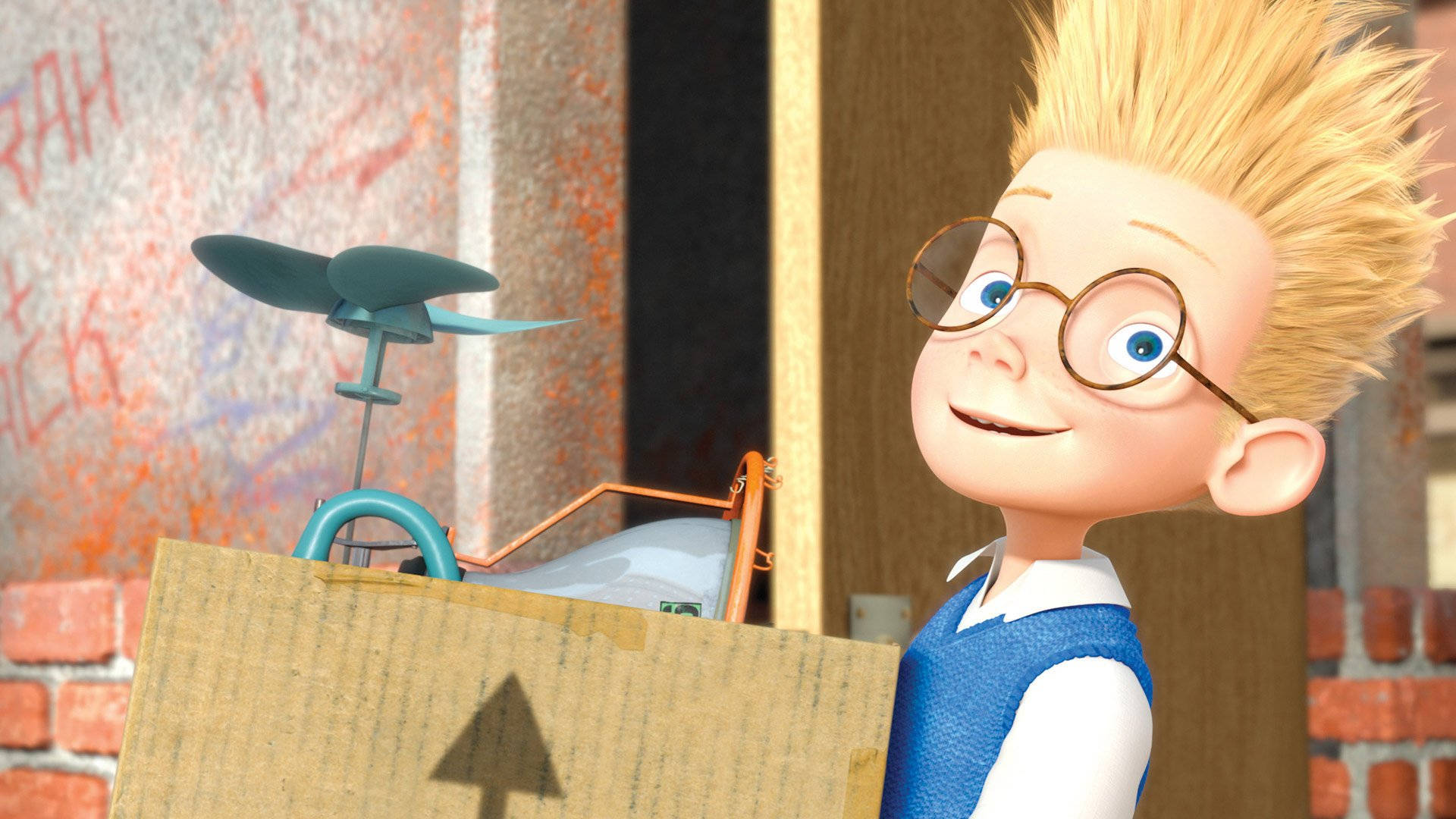 Meet The Robinsons Lewis Carrying A Box Wallpaper