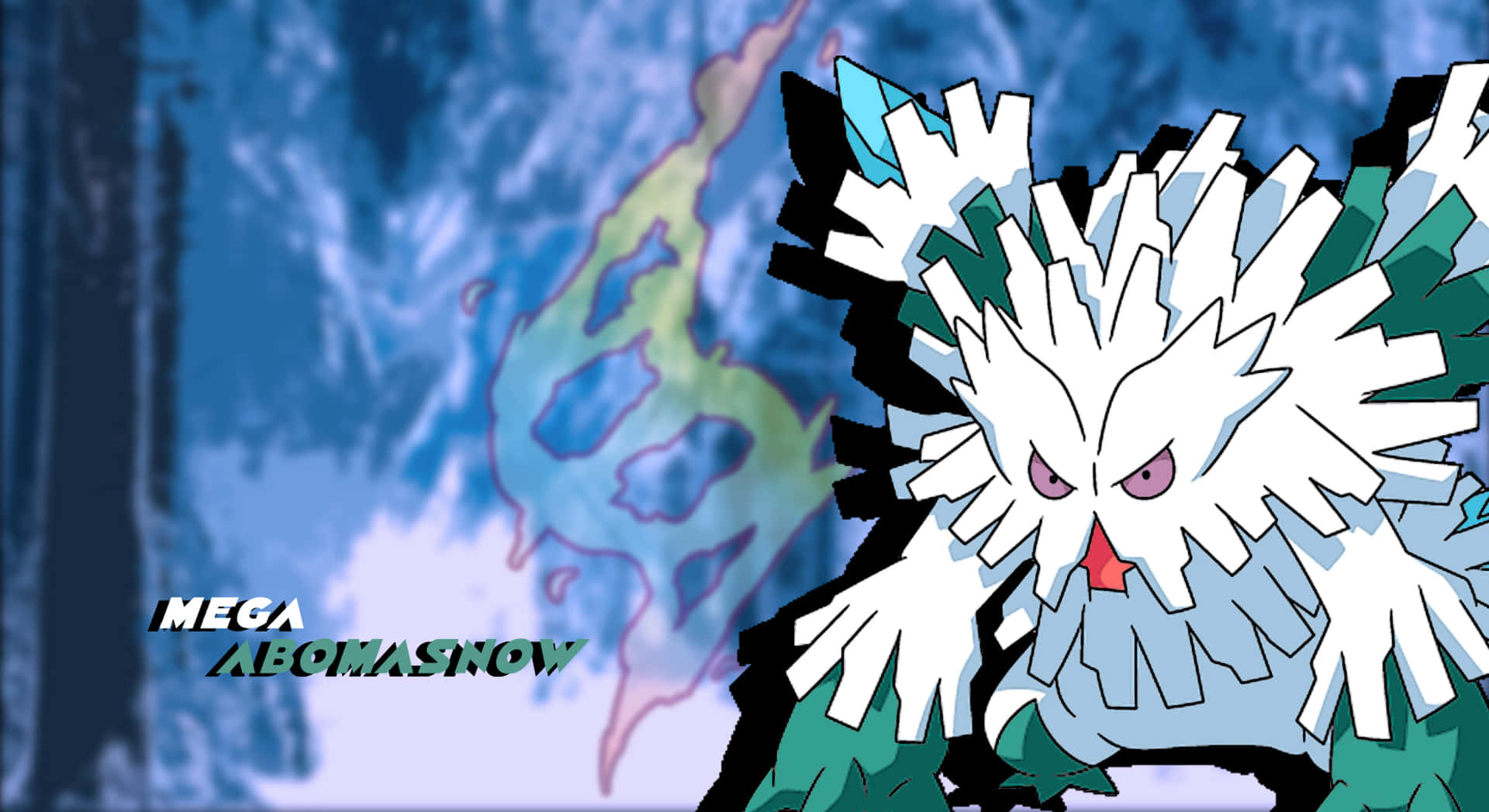 Mega Abomasnow In Blue Abstract Backdrop Picture