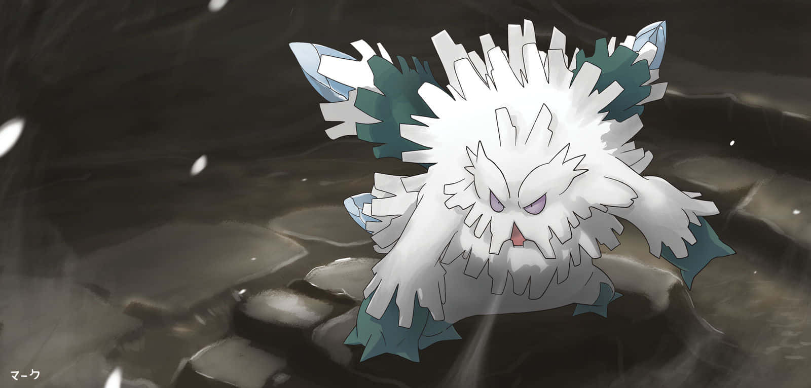 Mega Abomasnow On Ancient Stone Stairs Wallpaper