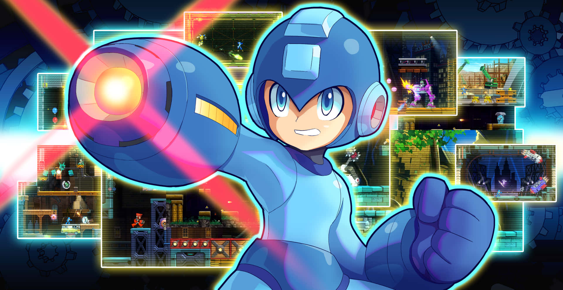 Collagede Mega Blaster Mega Man 11 Fondo de pantalla