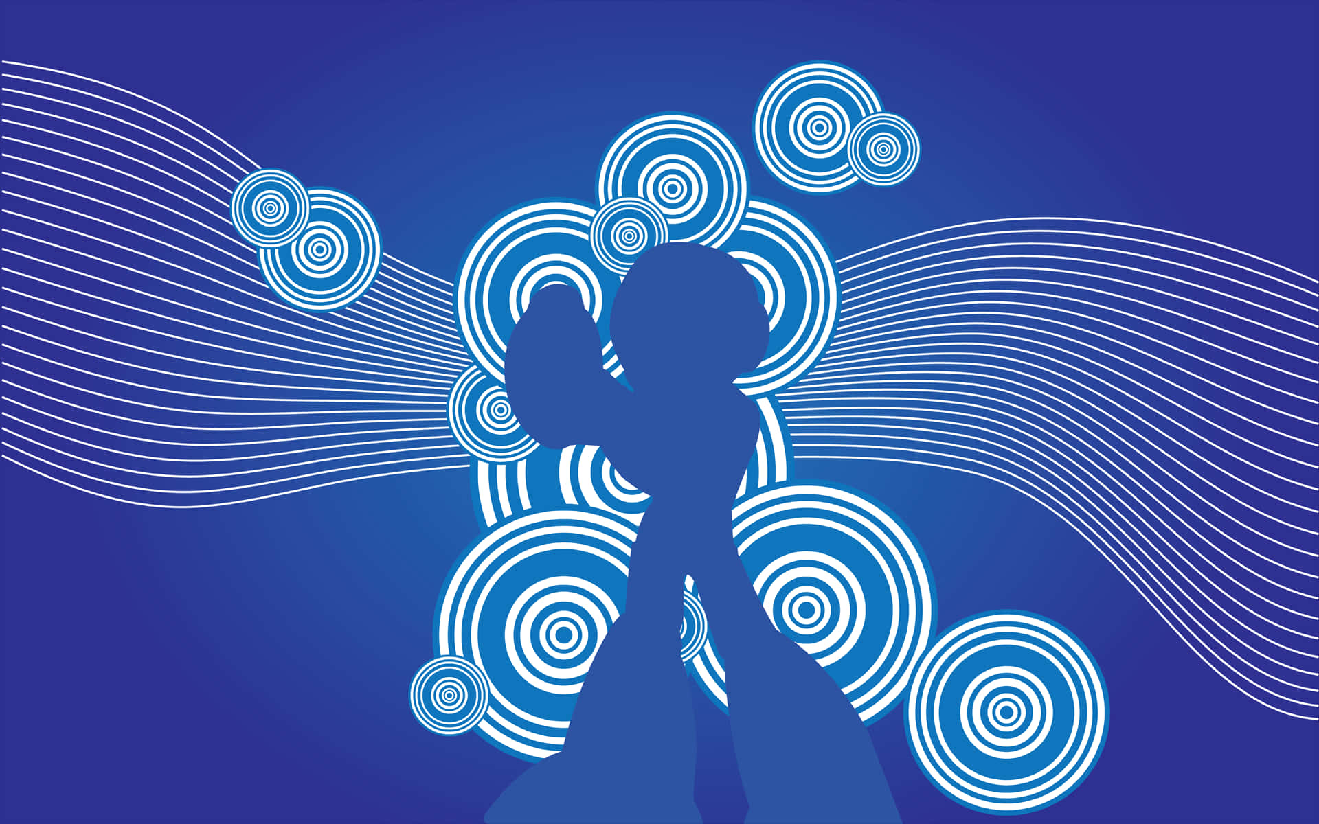 Mega Man Silhouette And Concentric Circles Wallpaper