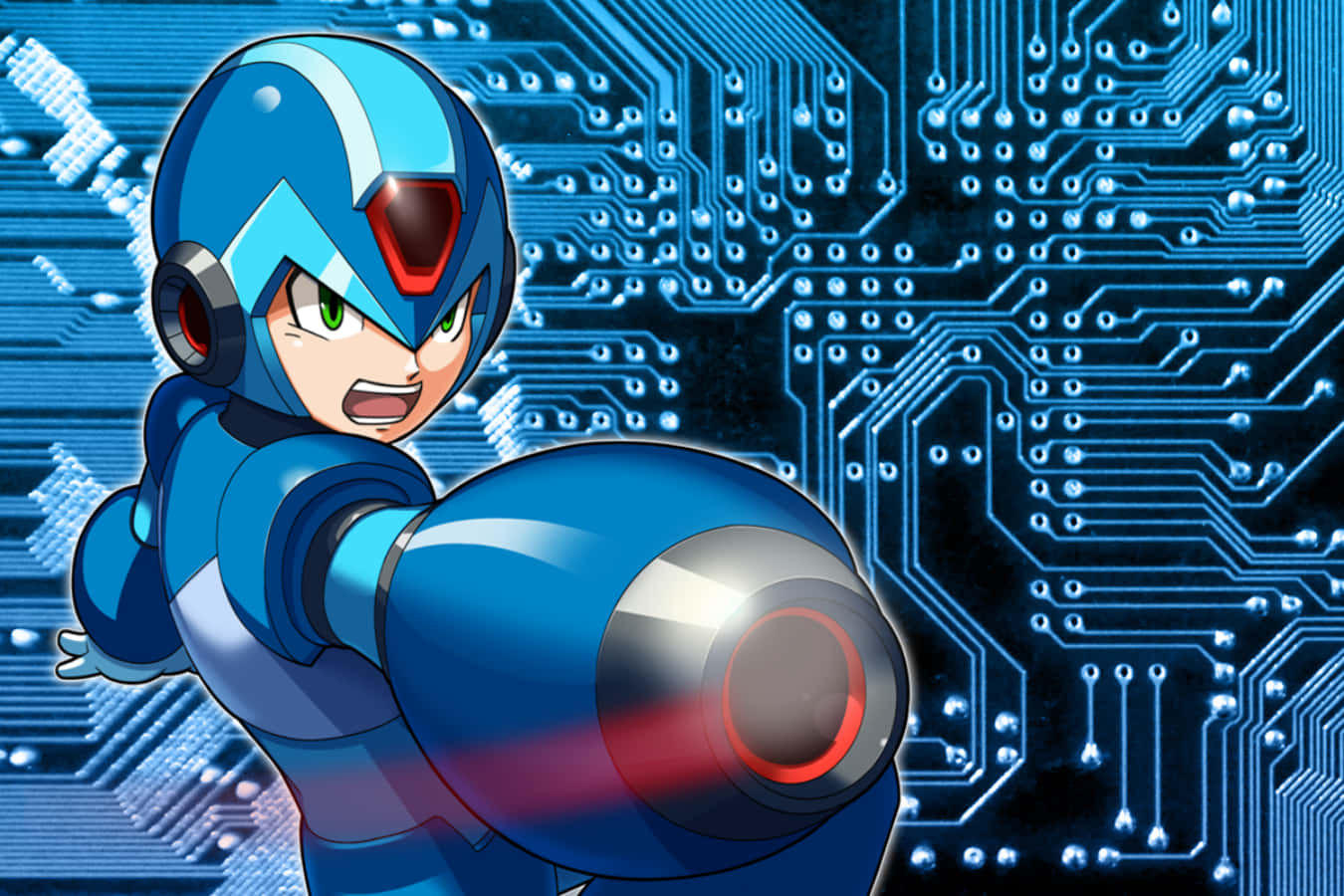 Mega Man X Mega Buster Circuit Board Background Wallpaper