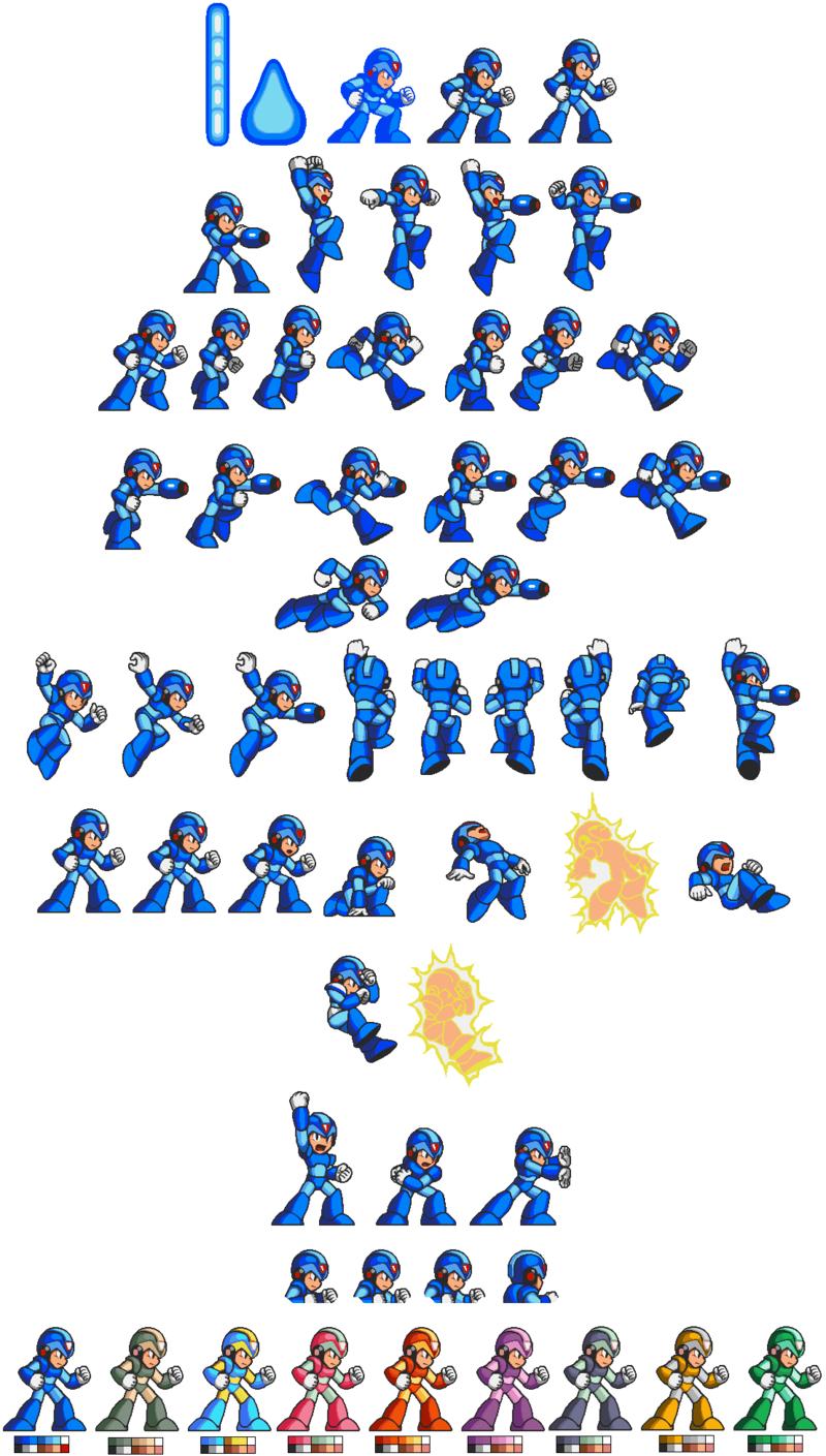 Mega Man_ Sprite_ Sheet_ Animation PNG