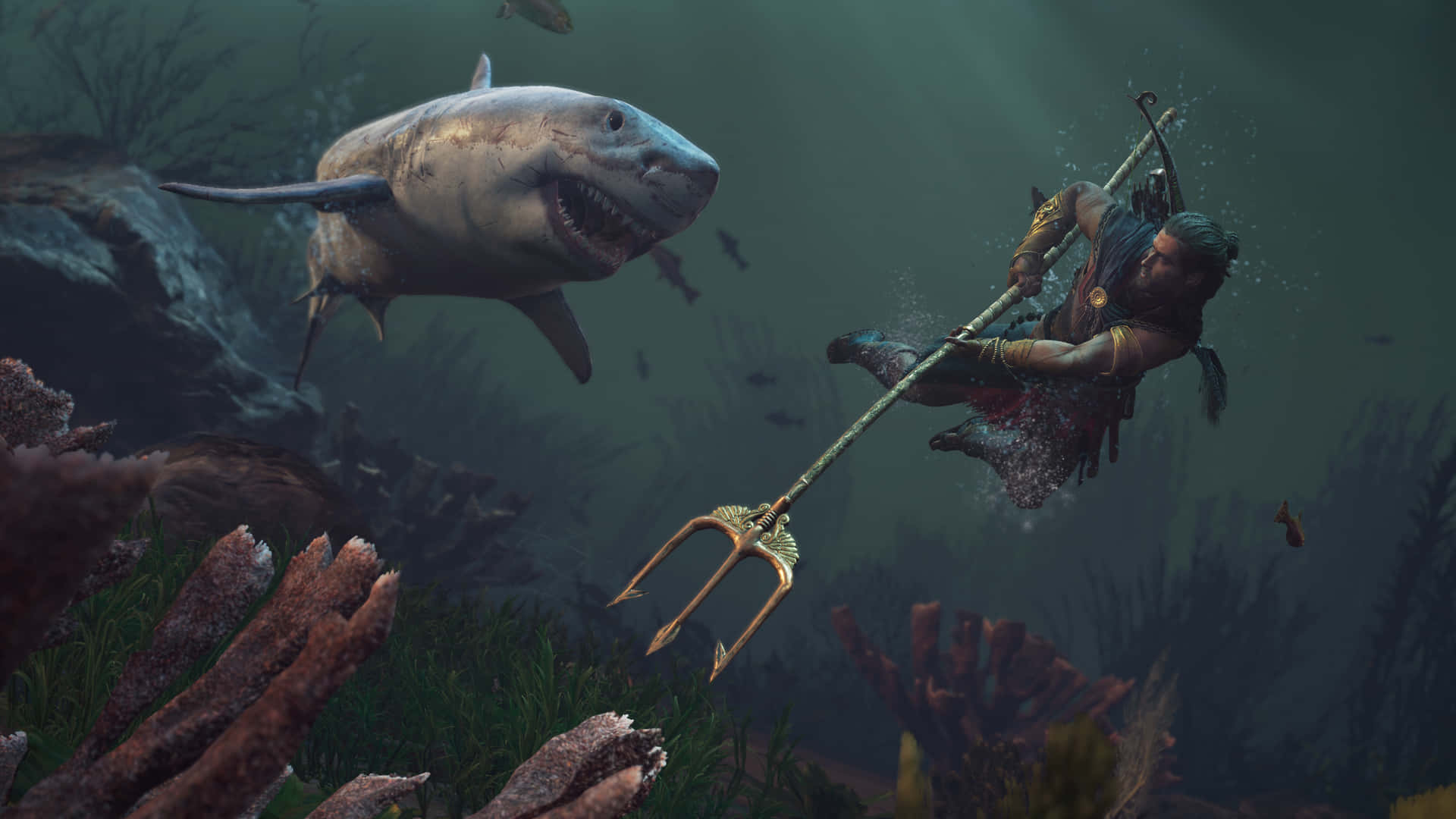 Majestic Megalodon in Deep Sea - Illustration