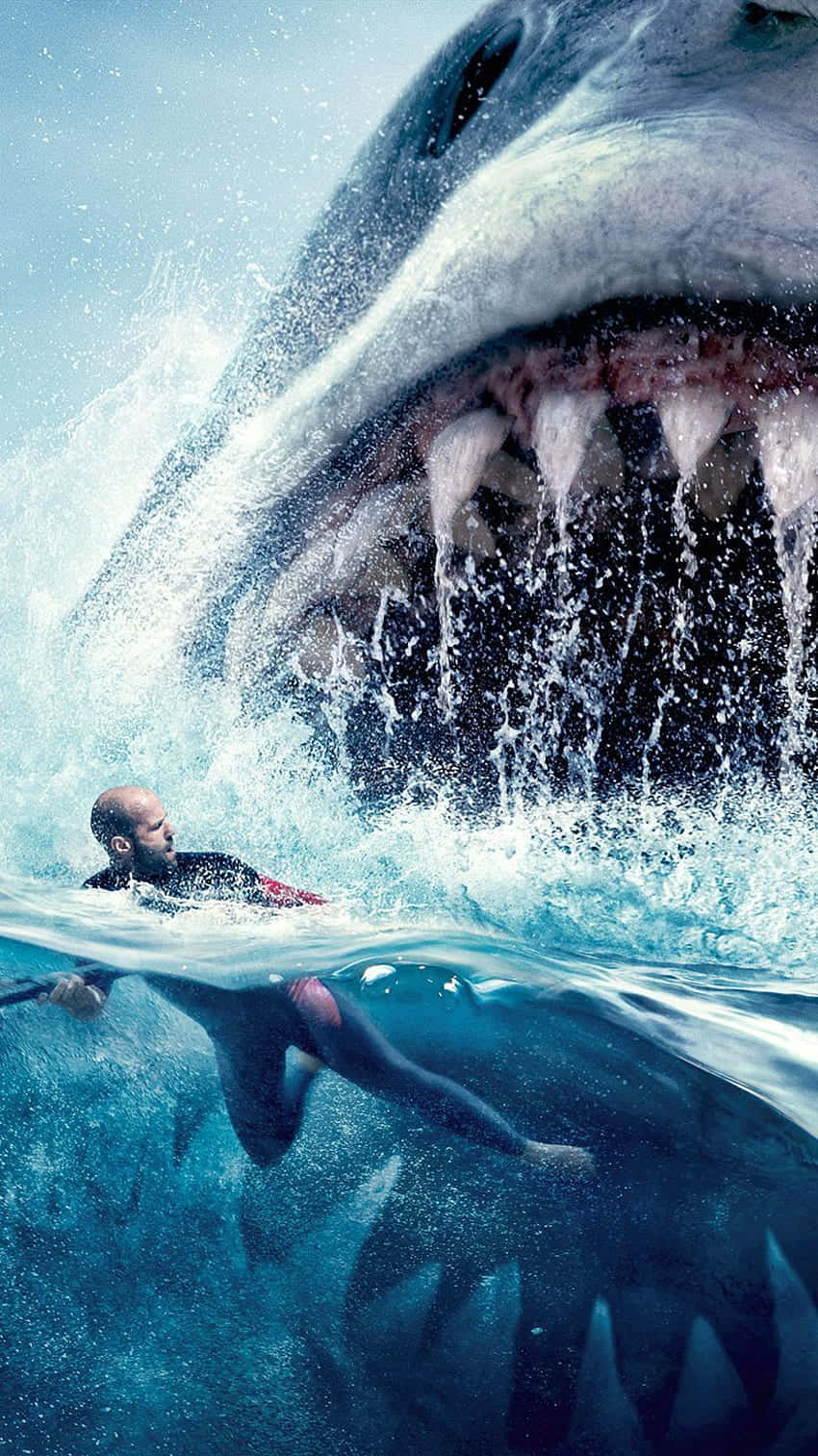 Megalodon Swimmer Escaping Jaws Picture