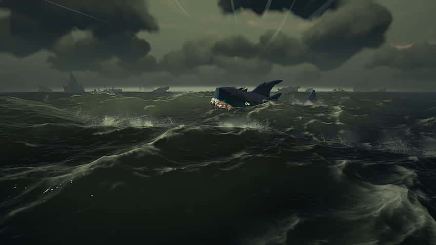 Megalodon Emerging From Dark Ocean Waves Picture