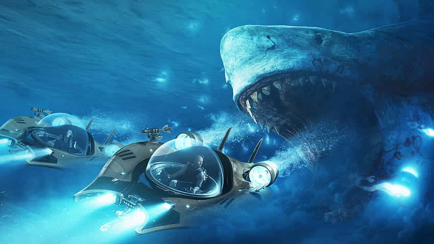Imagende Un Megalodón Persiguiendo Submarinos.