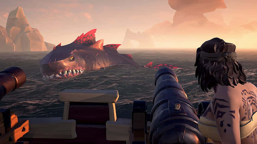 Megalodon In Sea Of Thieves Attacked By Cannons Picture
