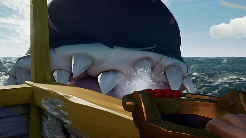 Megalodon Teeth Attacking Ship Picture