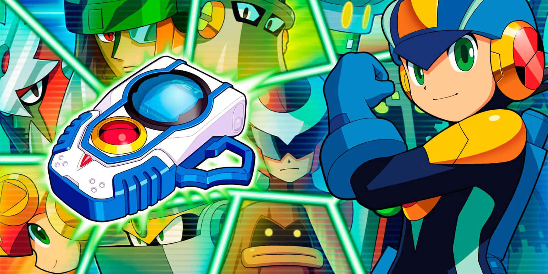 Megaman Hero locked and loaded in a digital universe.