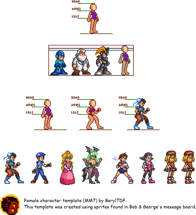 Megaman Sprite Character Template PNG