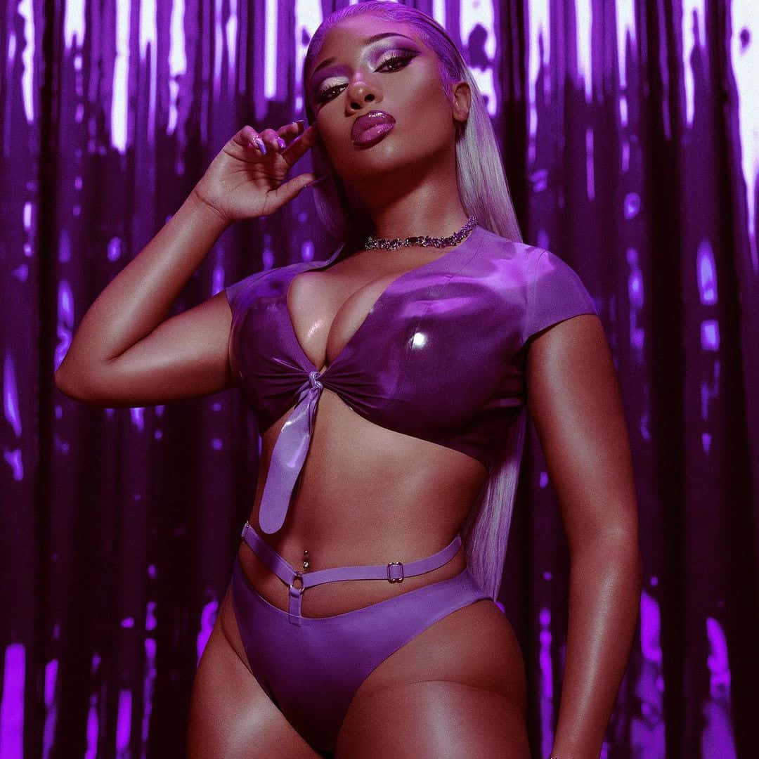 Megan Thee Stallion striking a pose in a stunning outfit
