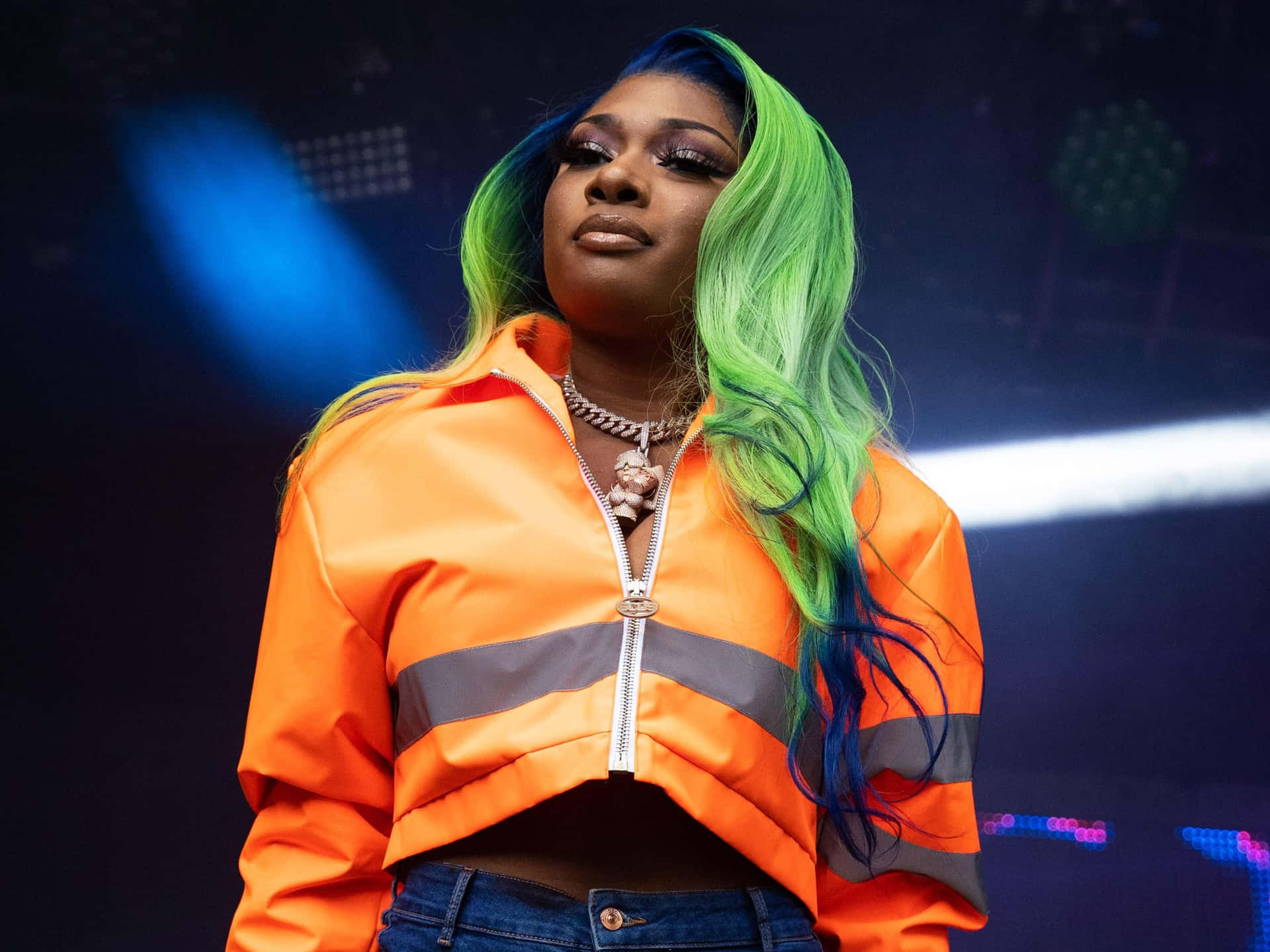 Caption: Megan Thee Stallion Glowing in a Dazzling Outfit