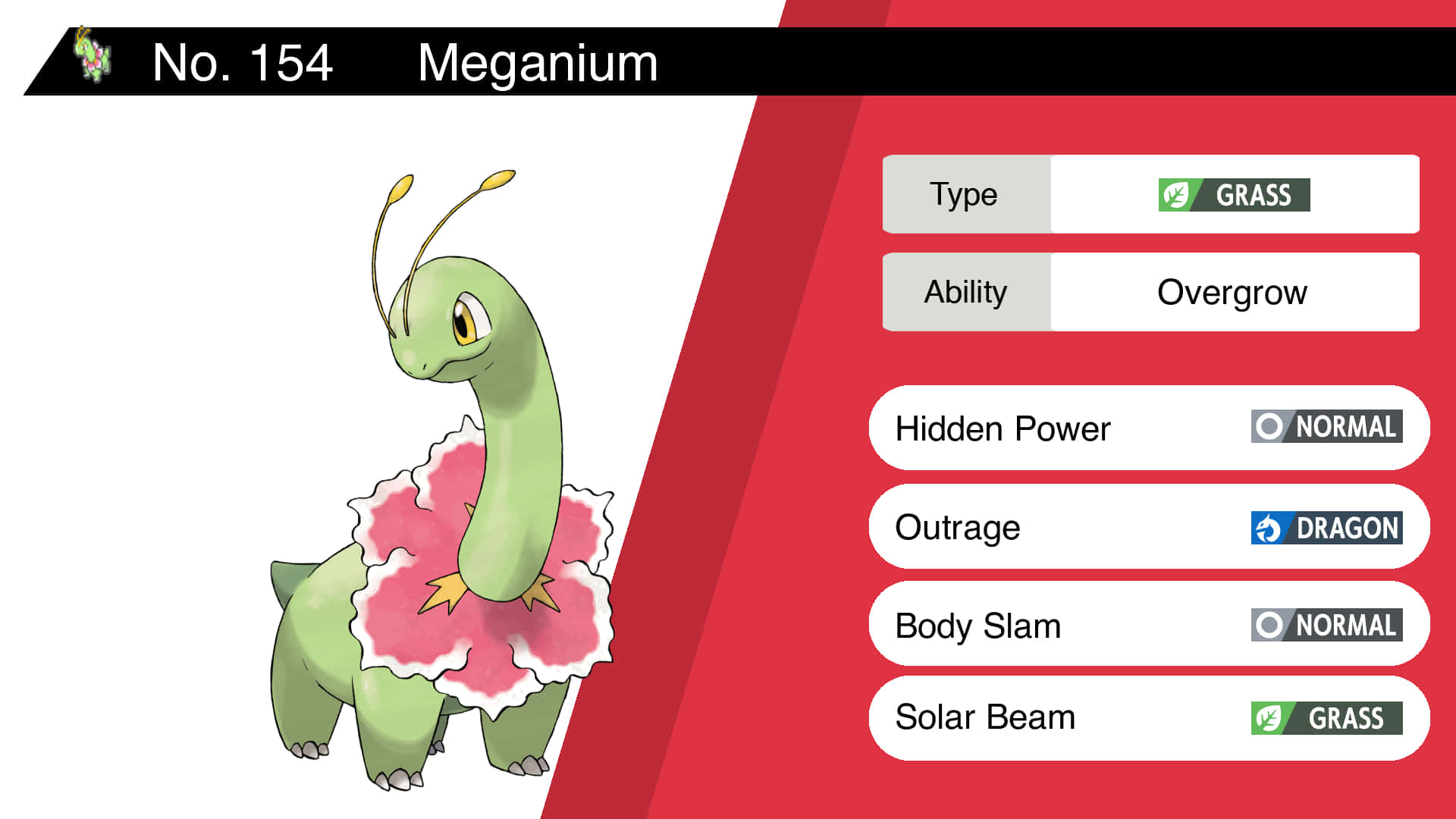 Meganium Pokemon Image With Power Statistics Wallpaper