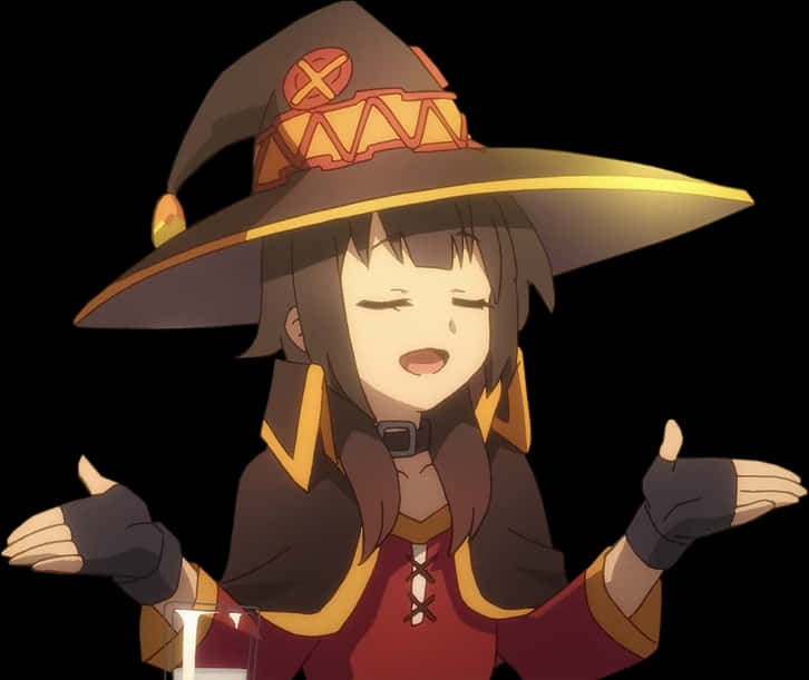 Megumin Cheerful Gesture Anime Character PNG