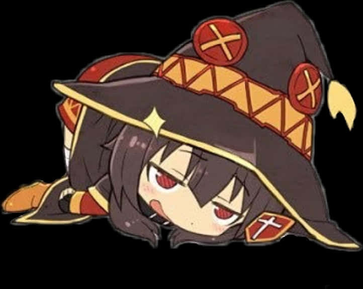 Megumin Lying Down Artwork PNG