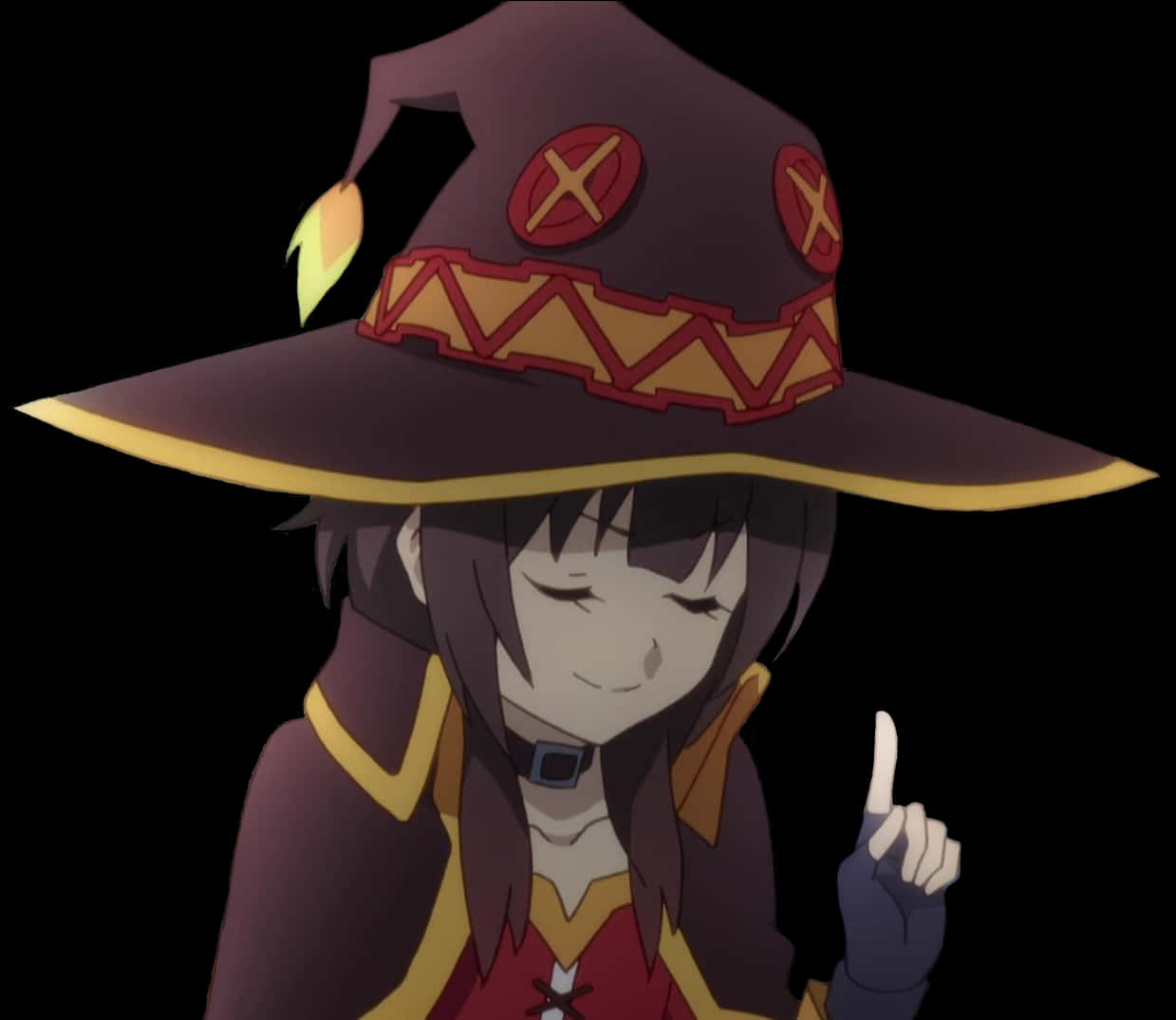 Megumin Smiling With Finger Raised PNG