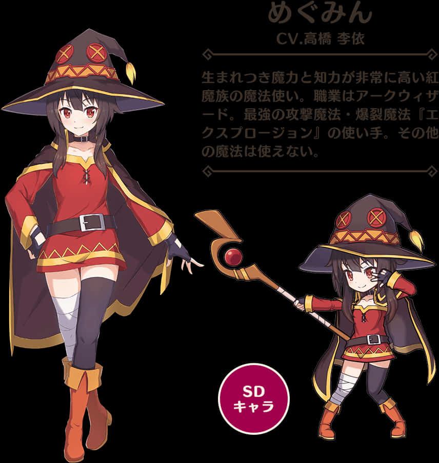 Megumin_ Character_ Art_and_ Chibi_ Version PNG