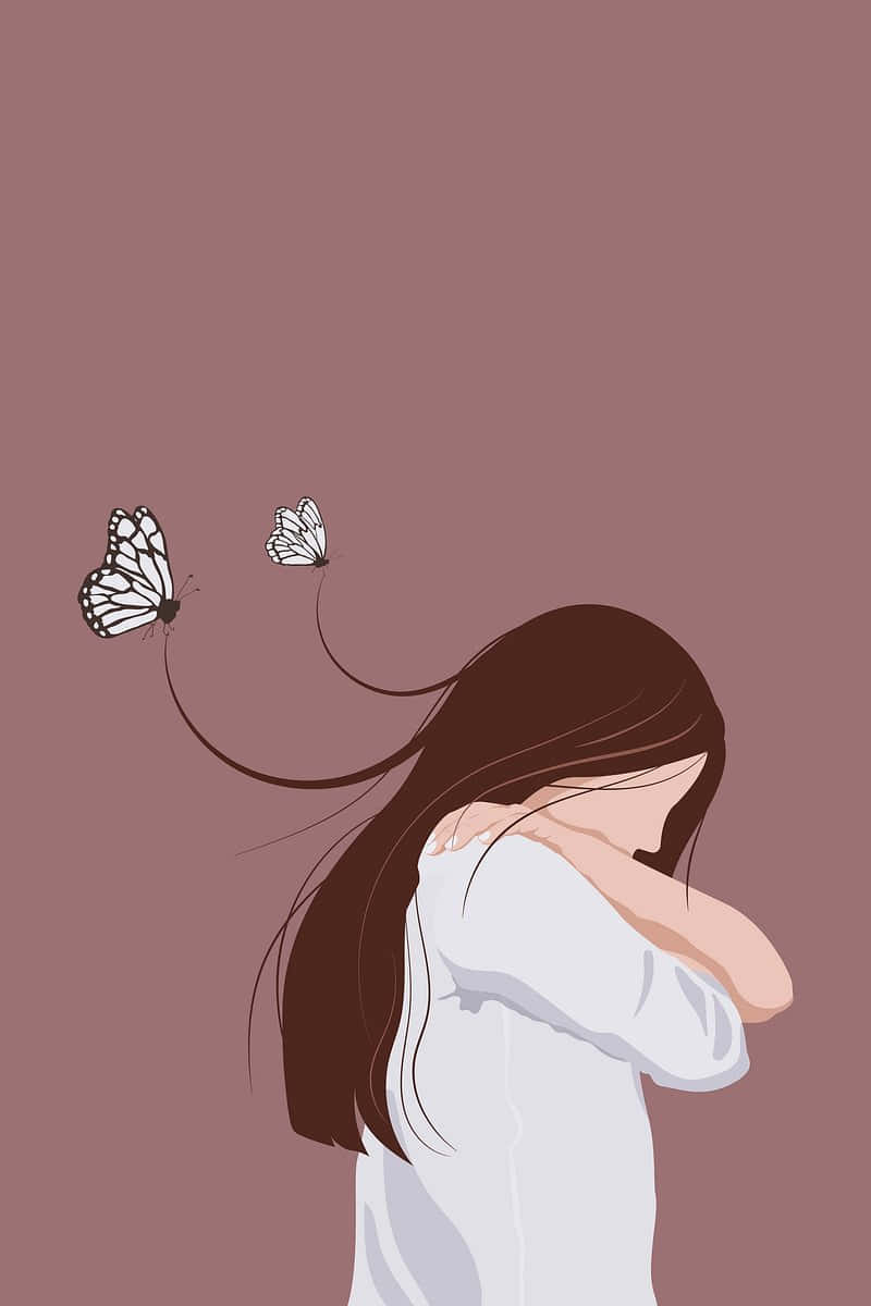 Melancholic_ Anime_ Girl_with_ Butterflies.jpg Wallpaper