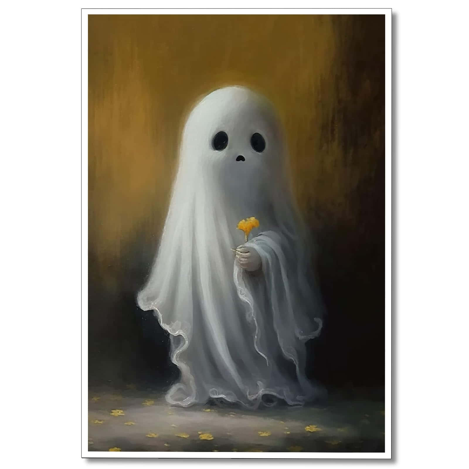 Melancholic Ghost Holding Flower Wallpaper