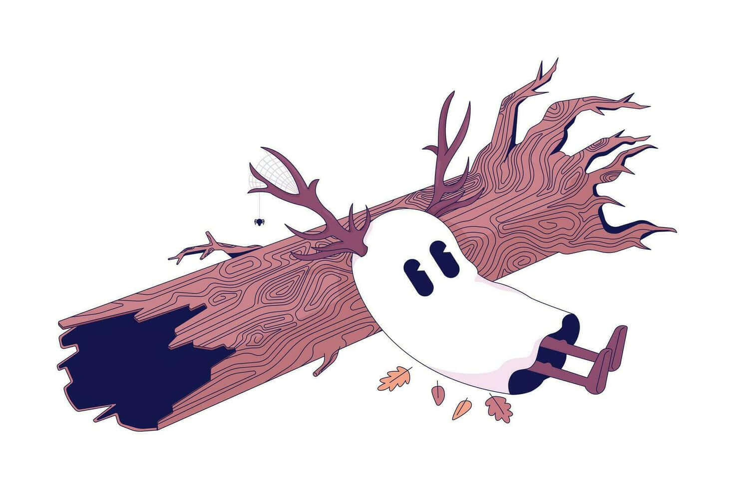 Melancholic_ Ghost_on_ Fallen_ Tree Wallpaper