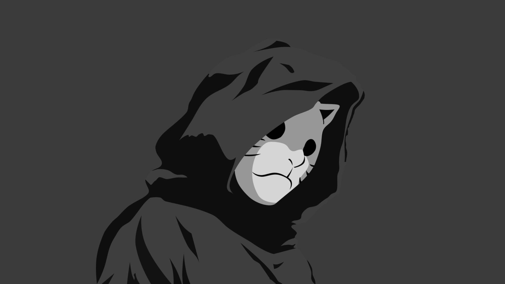 Masked Cat Embodying Melancholy Wallpaper
