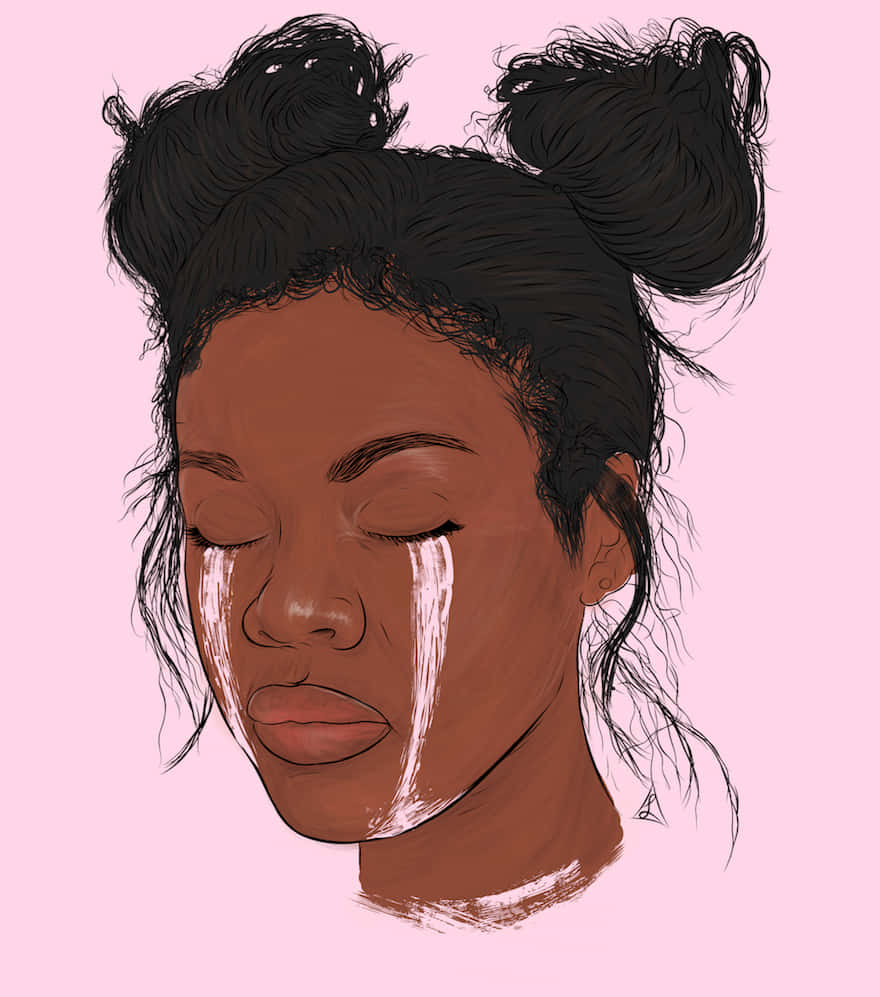 En sort kvinde med tårer på hendes ansigt Wallpaper