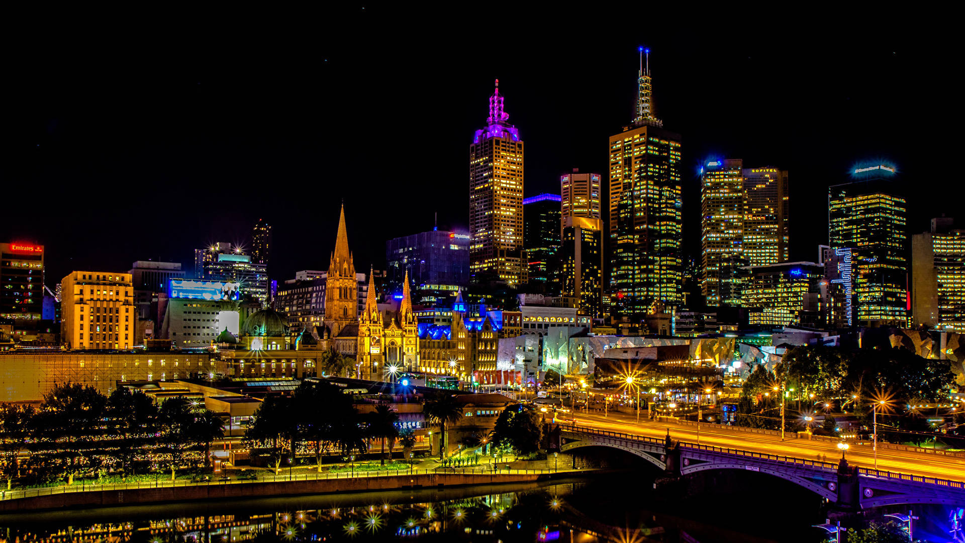 Melbourne City At Night Wallpaper