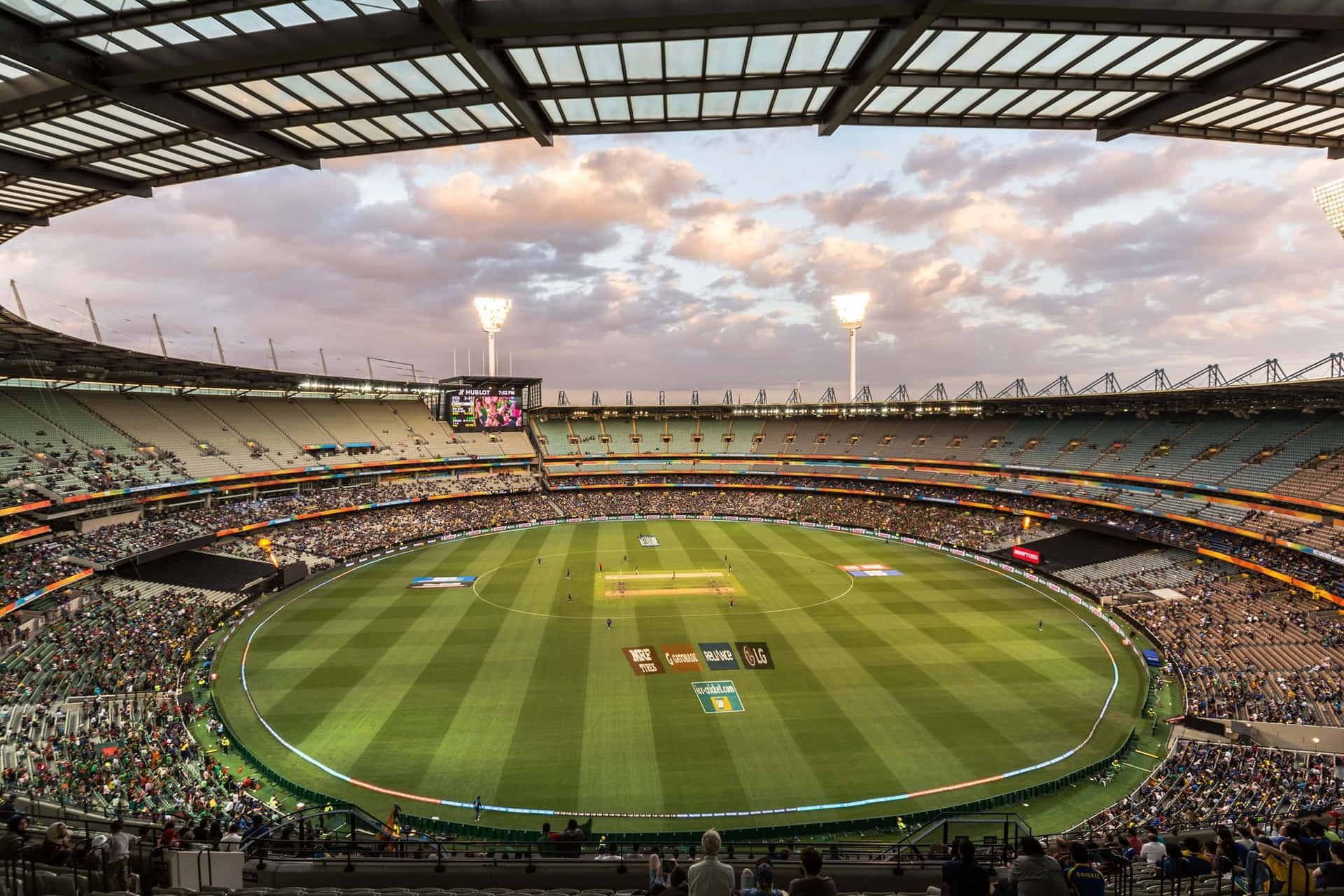 Melbourne Cricket Ground Skumringsutsikt Bakgrunnsbildet