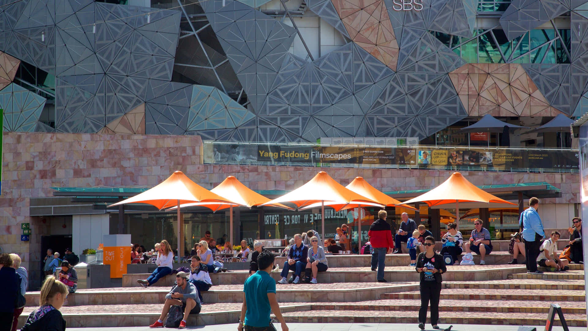 Melbourne Federation Square Daytime Activity Wallpaper