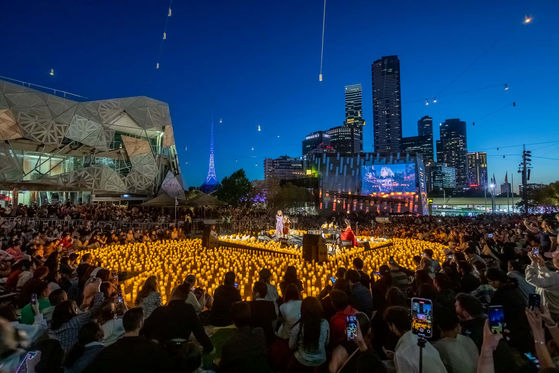 Melbourne Federation Square Event Night Wallpaper