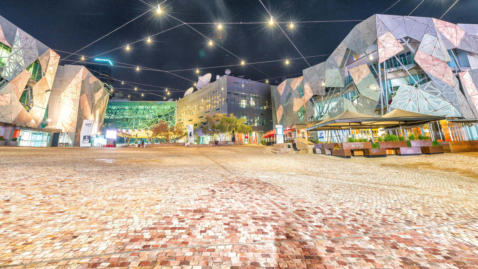 Melbourne Federation Square Night View Wallpaper