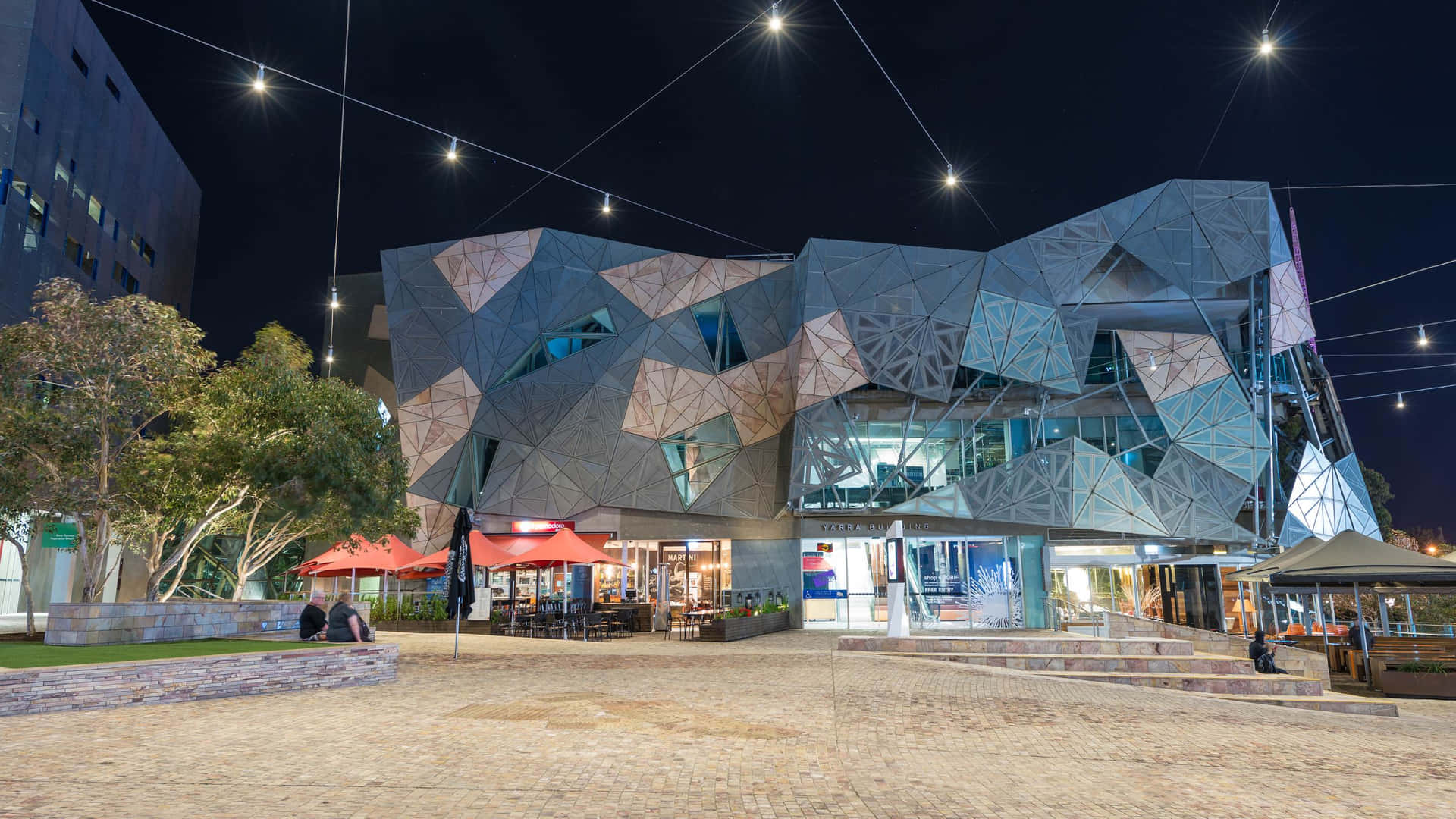 Melbourne Federation Square Nighttime Wallpaper