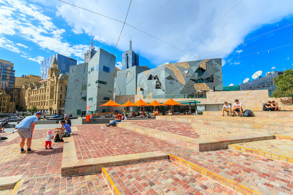 Melbourne Federation Square Sunny Day Wallpaper