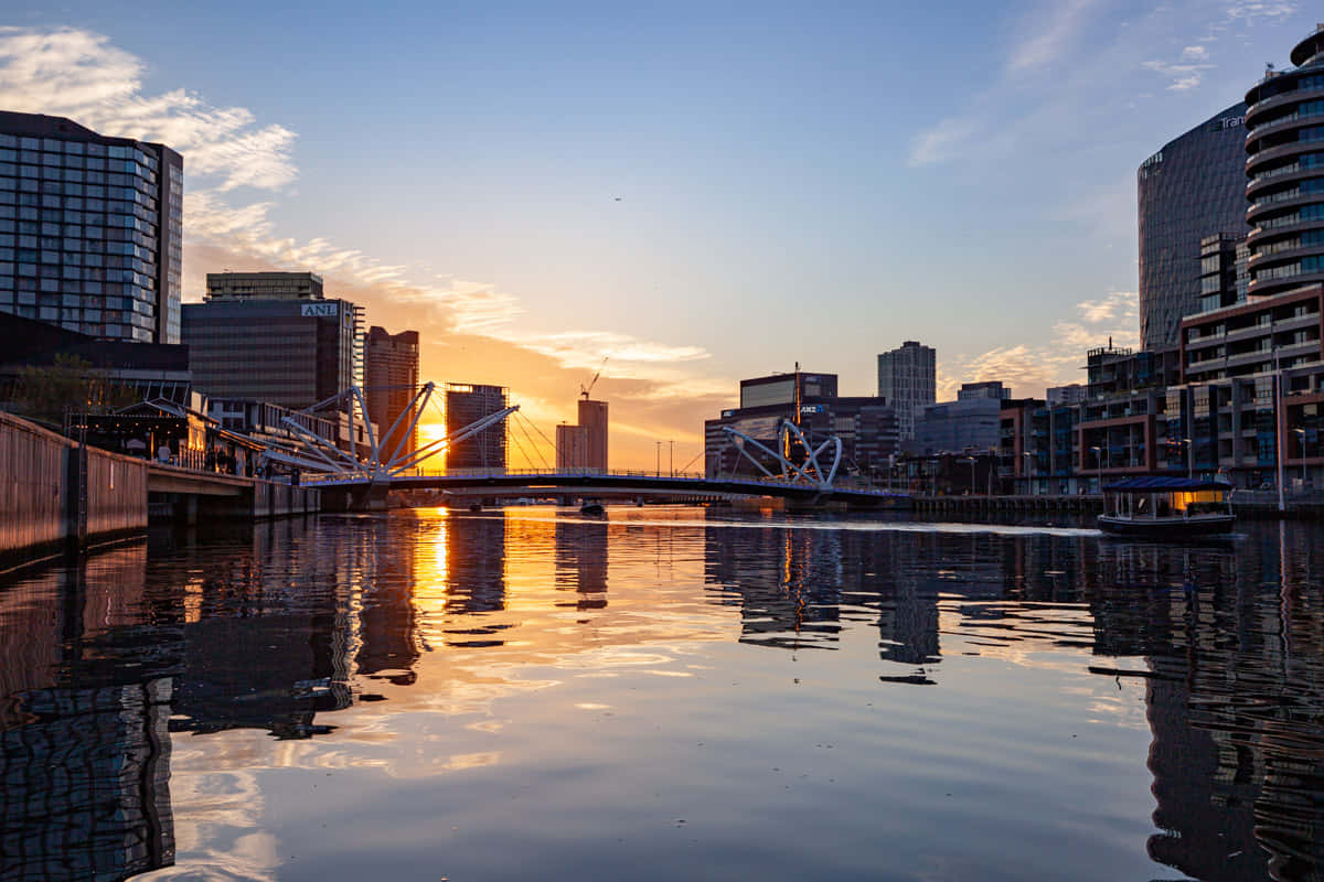 Melbournen South Wharfin Auringonlasku Taustakuva