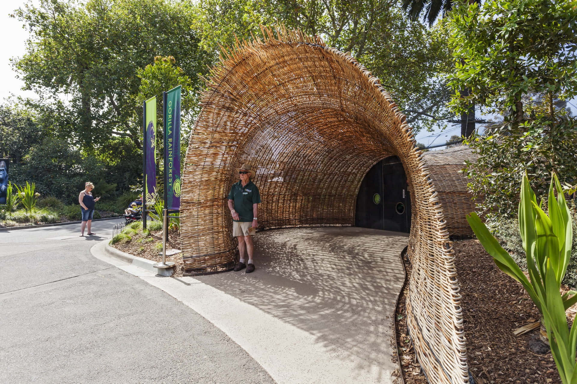 Melbourne Zoo Wicker Tunnel Ingang Achtergrond