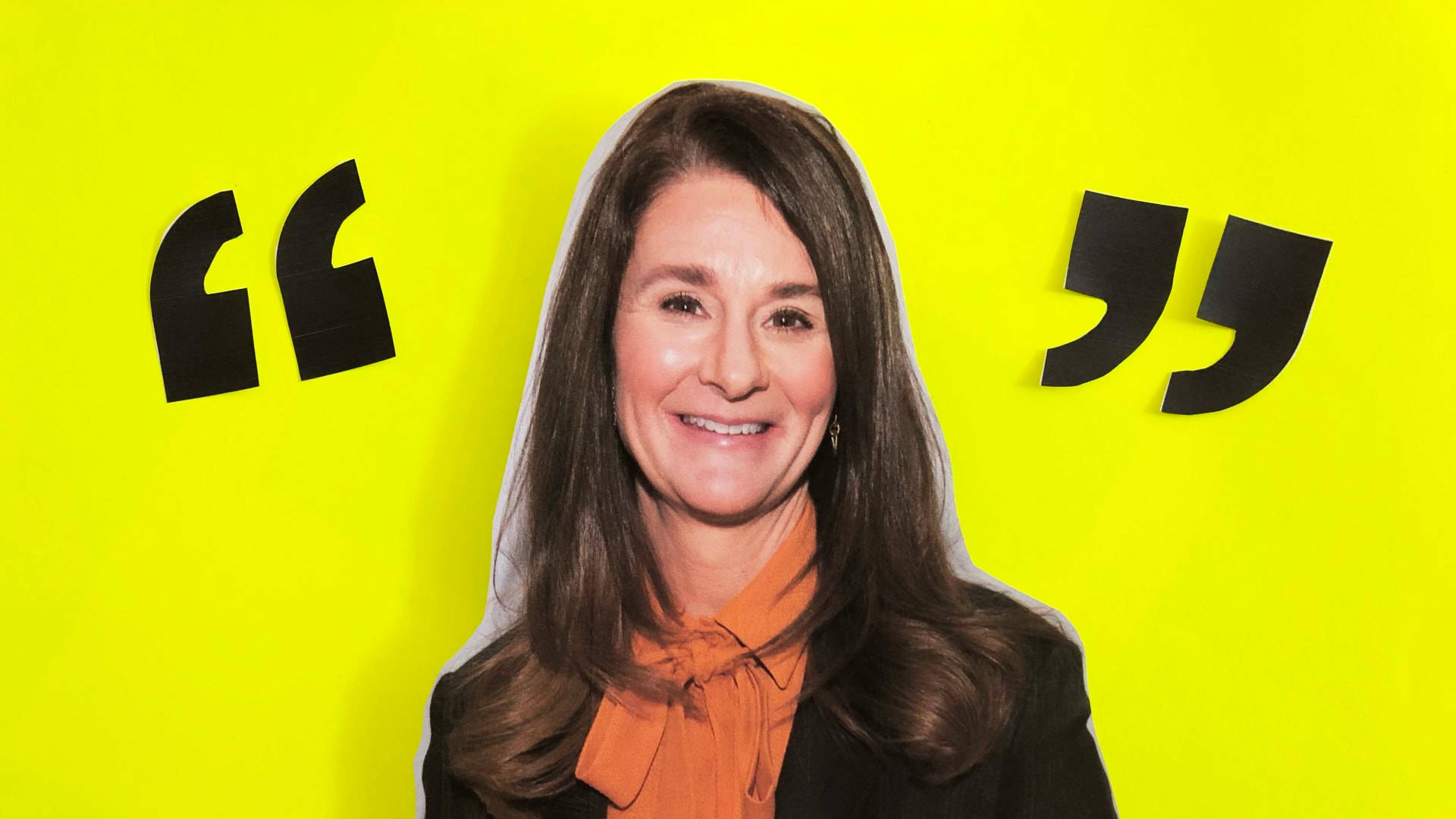 Melinda French Gates Isolated In Yellow Backdrop Wallpaper