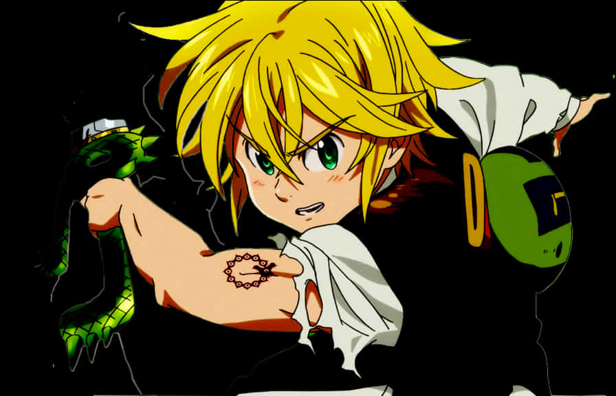 Download Meliodas Seven Deadly Sins Anime Action Pose | Wallpapers.com