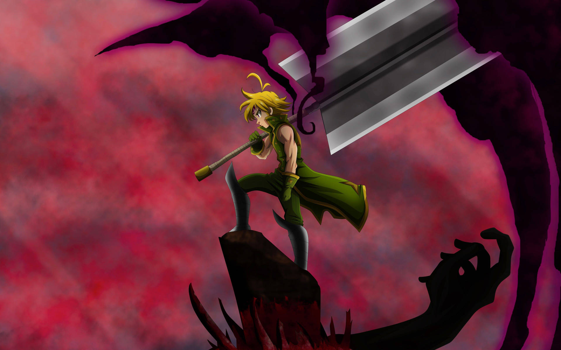 Meliodas, One of the Seven Deadly Sins, Wielding His Giant Broad Sword Wallpaper