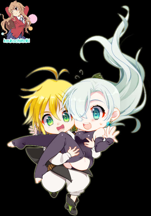 Meliodasand Elizabeth Chibi Art PNG