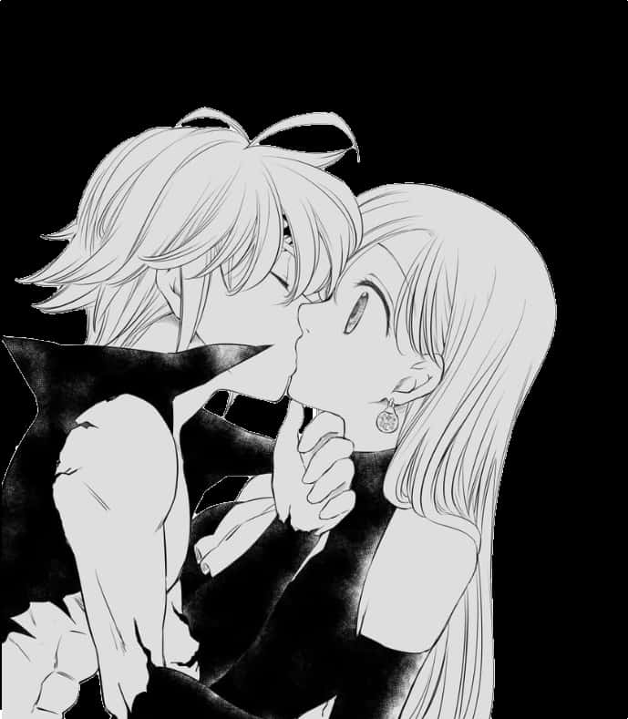 Meliodasand Elizabeth Kiss Manga Art PNG