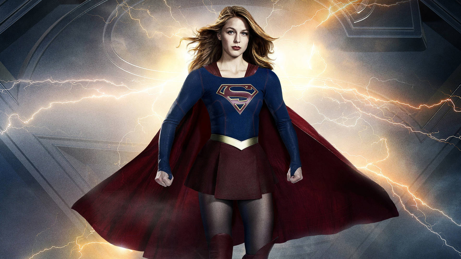 Melissa Benoist Supergirl DC-helt temabaggrund: Wallpaper