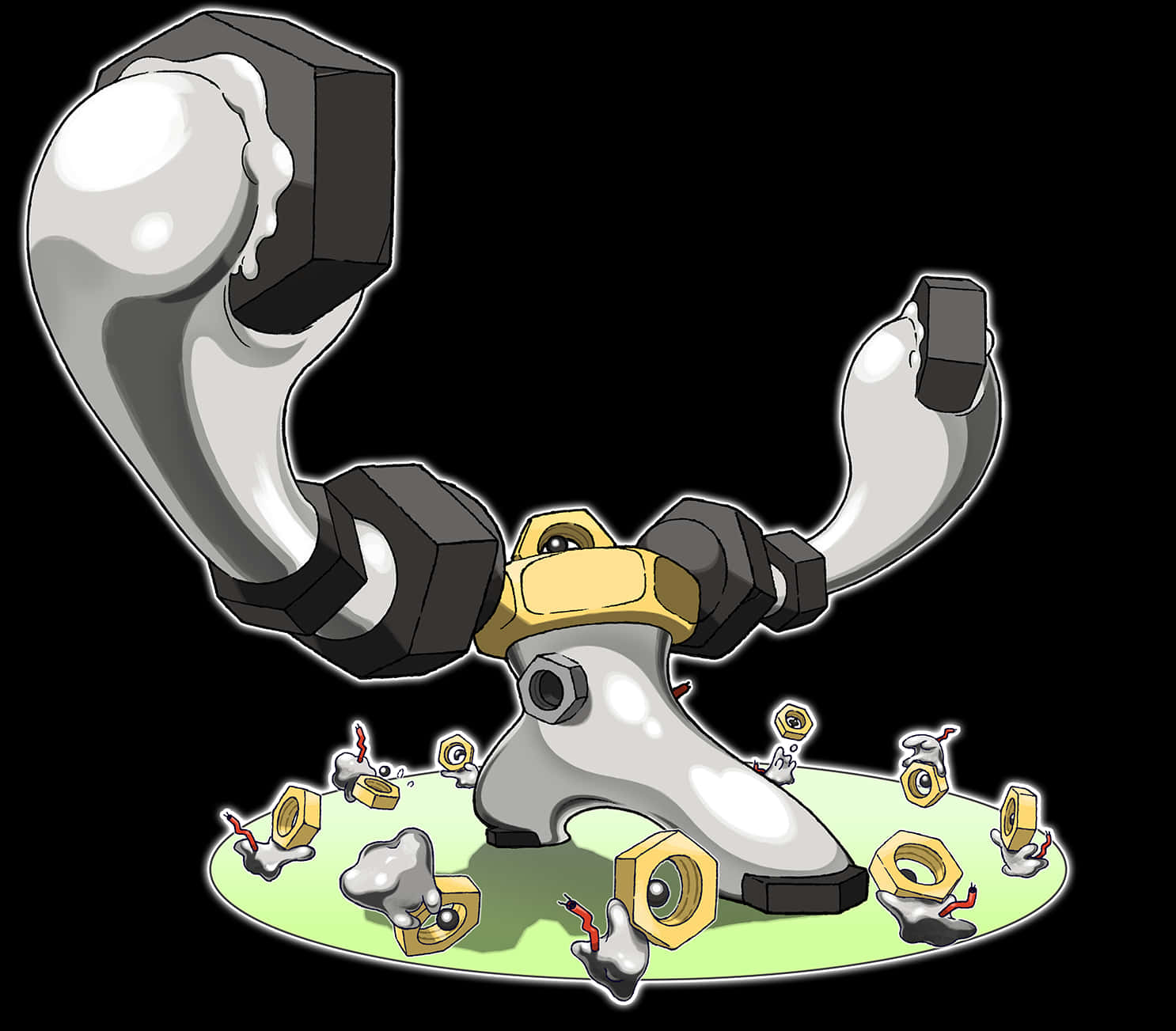 Melmetal Surrounded By Small Meltan Wallpaper