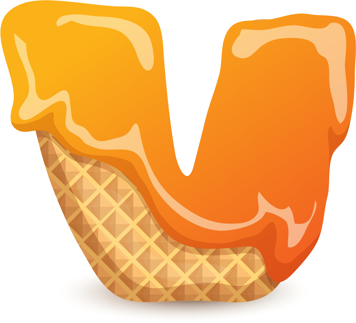 Melted Letter V Ice Cream Cone PNG