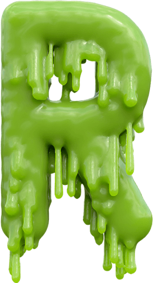 Melting Green Letter R PNG